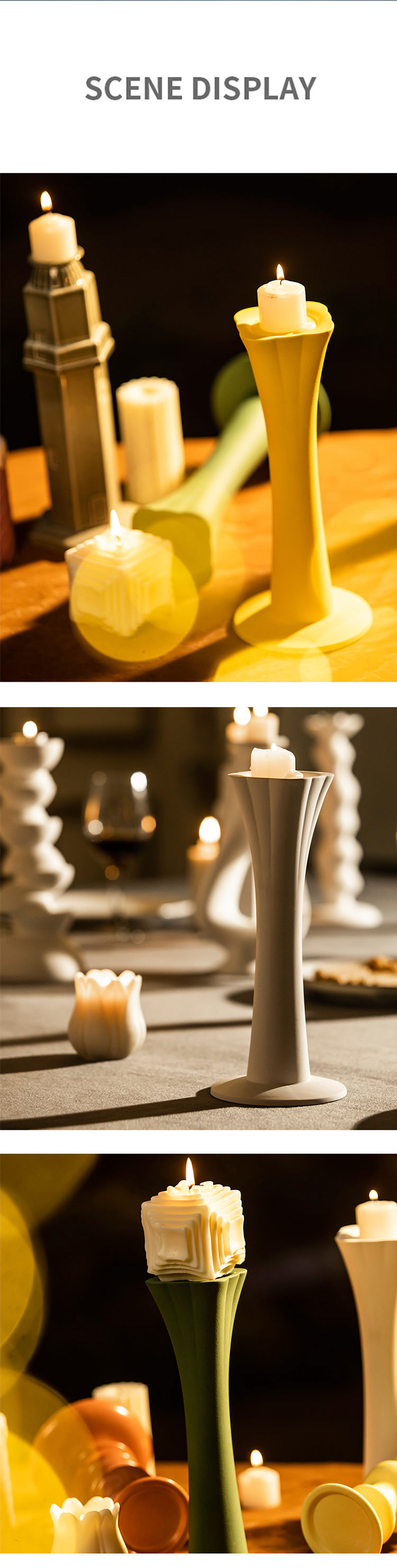 ceramic pillar candle holders (4)